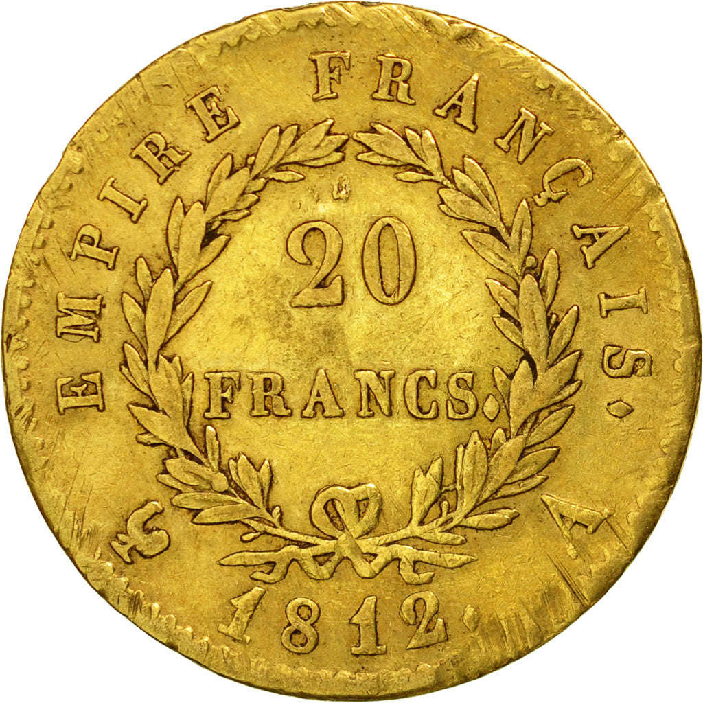 Moneda, Francia, Napoléon I, 20 Francs, 1812, Paris, BC+, Oro, KM:695.1