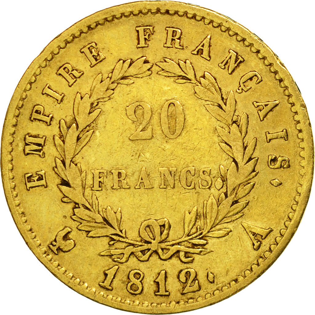 Coin, France, Napoléon I, 20 Francs, 1812, Paris, VF(30-35), Gold, KM:695.1