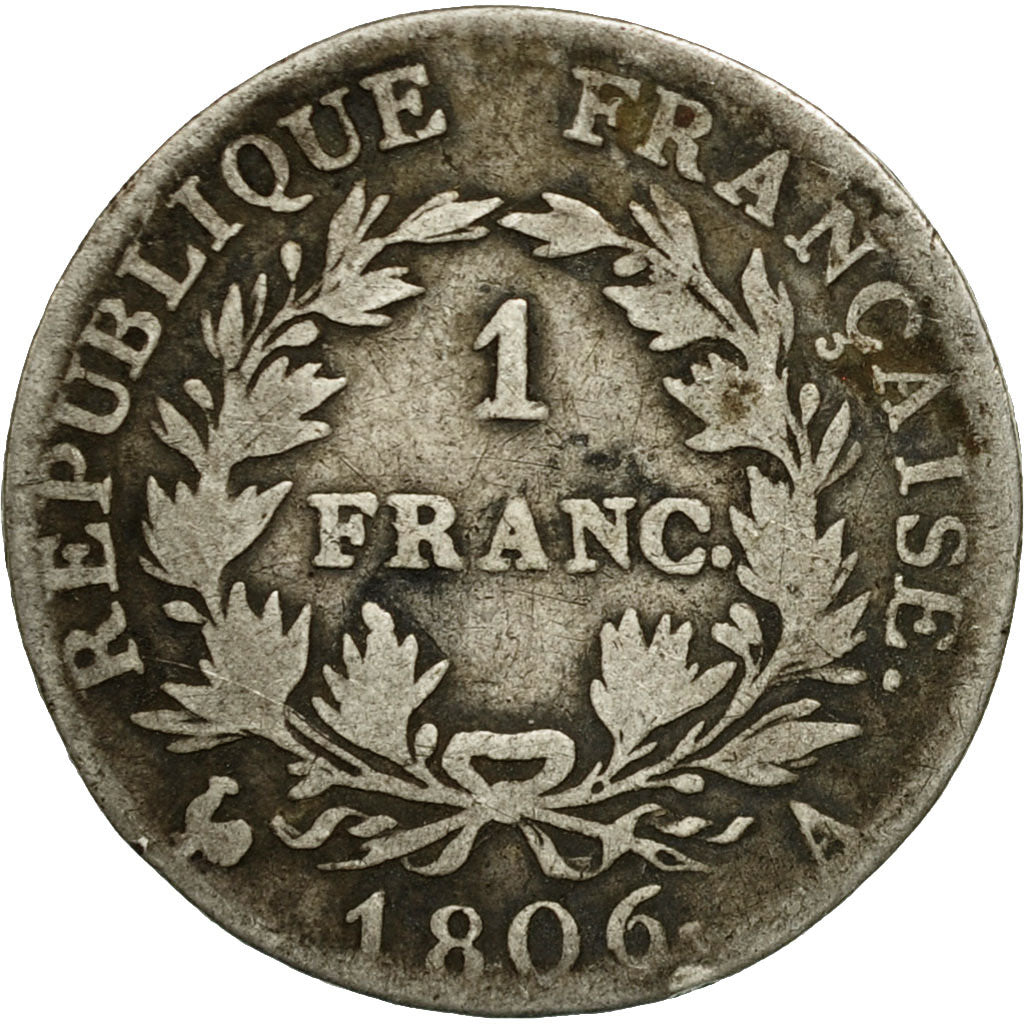 Moneta, Francia, Napoléon I, Franc, 1806, Paris, B+, Argento, KM:672.1