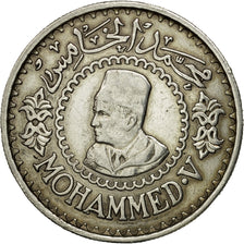 Coin, Morocco, Mohammed V, 500 Francs, 1956, Paris, EF(40-45), Silver, KM:54