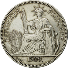 Coin, FRENCH INDO-CHINA, Piastre, 1909, Paris, EF(40-45), Silver, KM:5a.1