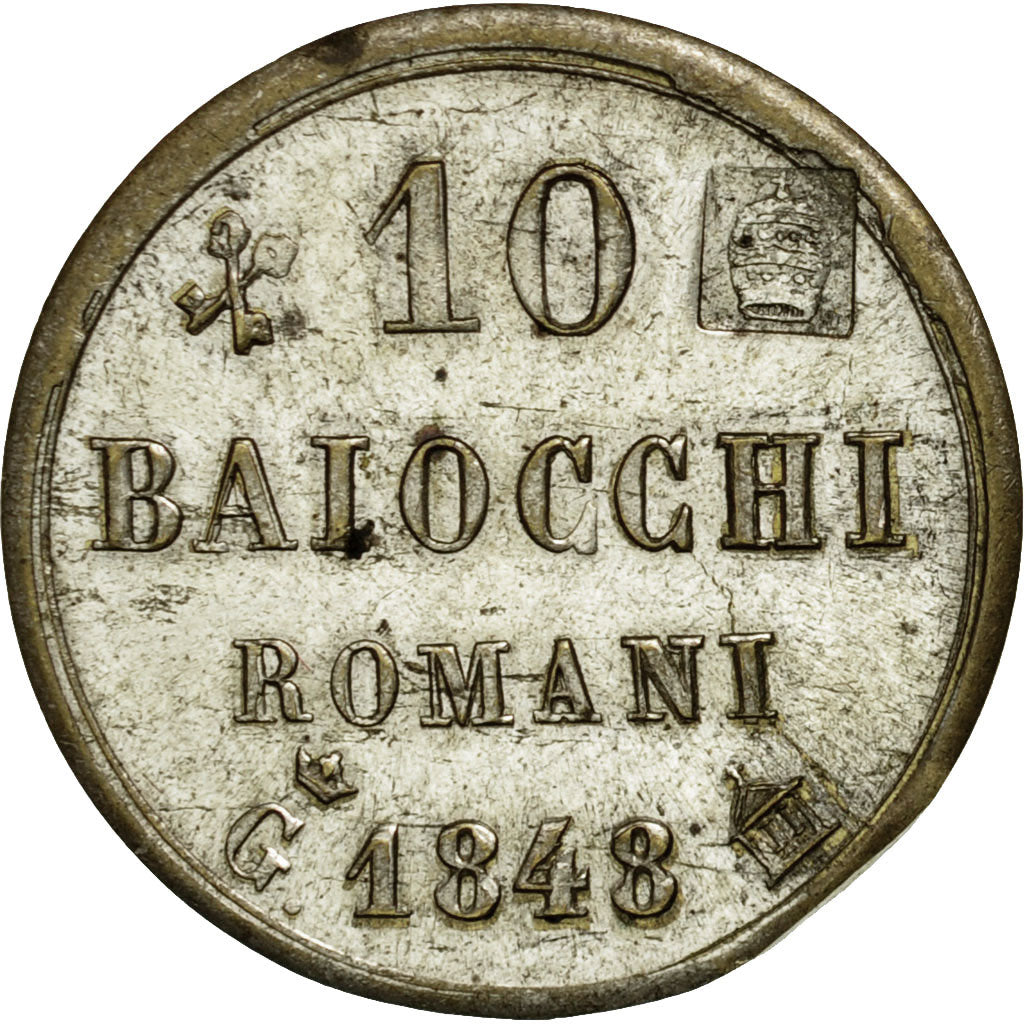Coin, ITALIAN STATES, PAPAL STATES-GAETA, 10 Baiocchi, 1848, Gaeta, MS(60-62)