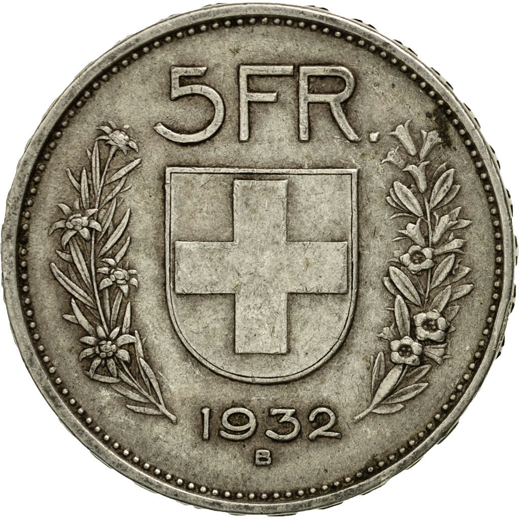 Coin, Switzerland, 5 Francs, 1932, Bern, EF(40-45), Silver, KM:40