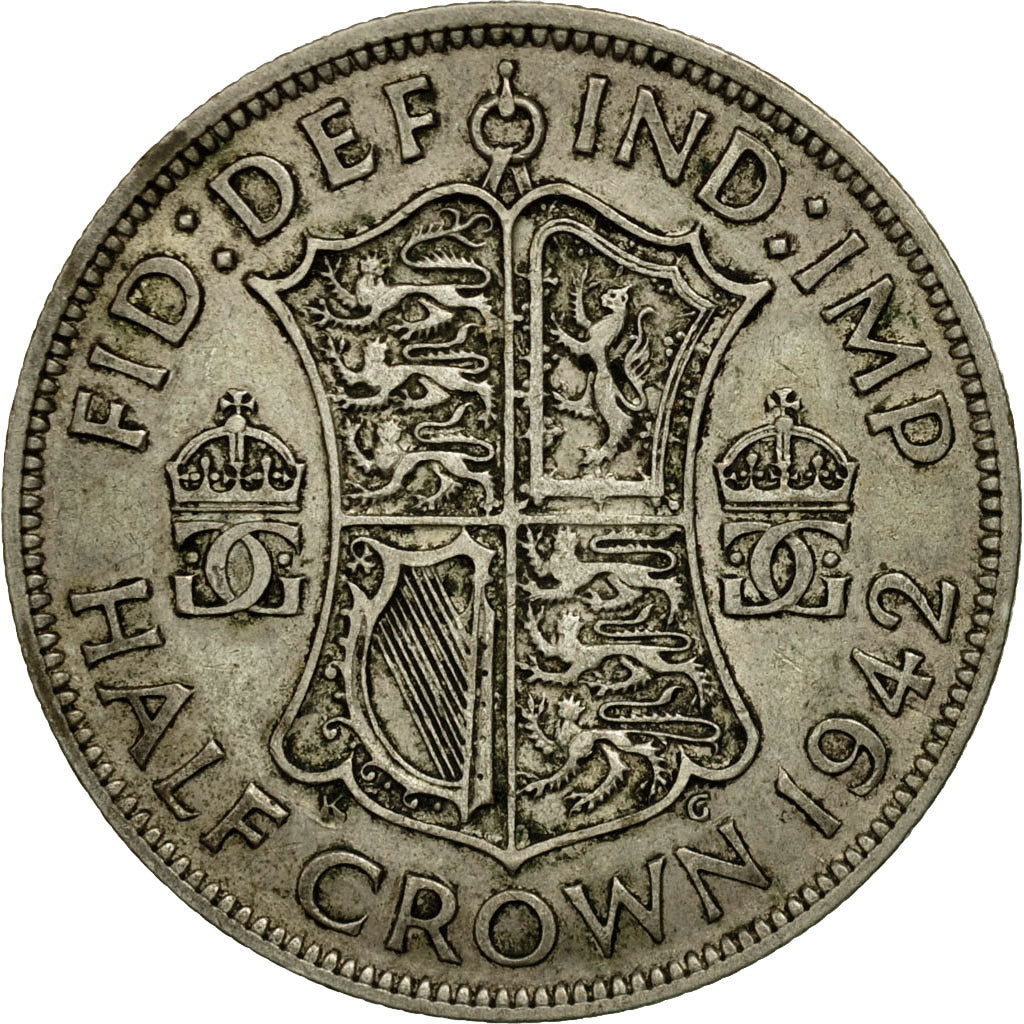 Coin, Great Britain, George VI, 1/2 Crown, 1942, EF(40-45), Silver, KM:856