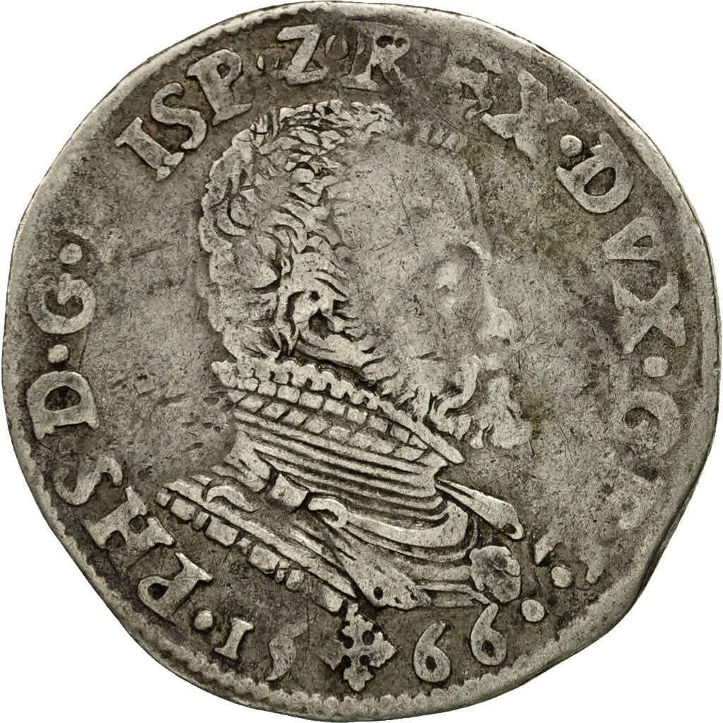 Monnaie, Pays-Bas espagnols, GELDERLAND, Philippe II, 1/5 Écu, 1/5 Ecu, 1566