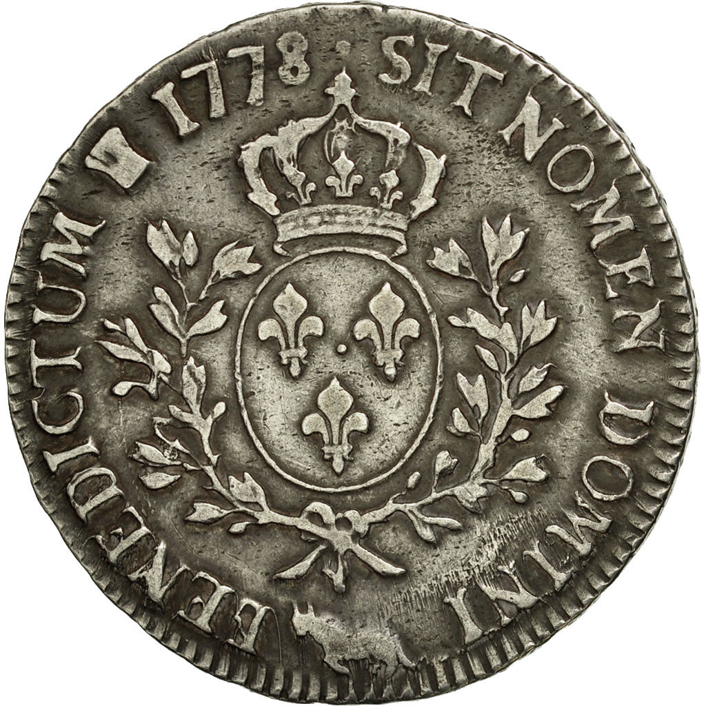 Moneta, Francia, Louis XVI, Écu de Béarn aux branches d'olivier, Ecu, 1778