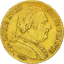 Coin, France, Louis XVIII, Louis XVIII, 20 Francs, 1814, Paris, VF(30-35), Gold