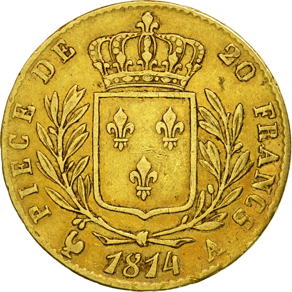 Coin, France, Louis XVIII, Louis XVIII, 20 Francs, 1814, Paris, VF(30-35), Gold