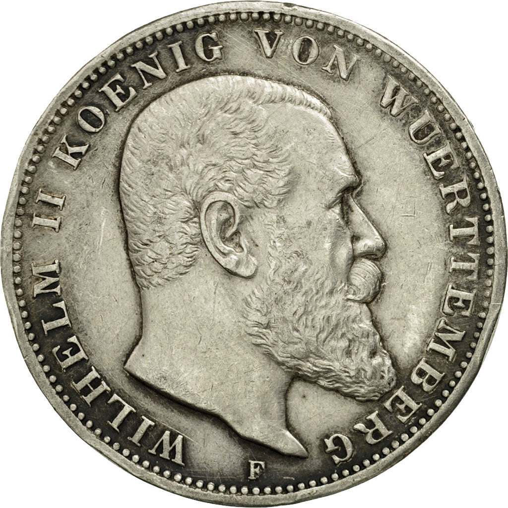 Coin, German States, WURTTEMBERG, Wilhelm II, 3 Mark, 1911, Freudenstadt
