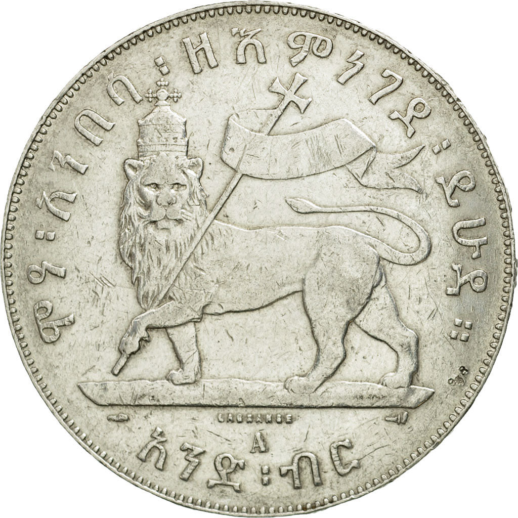 Moneta, Etiopia, Menelik II, Birr, 1889 (1897), BB, Argento, KM:5