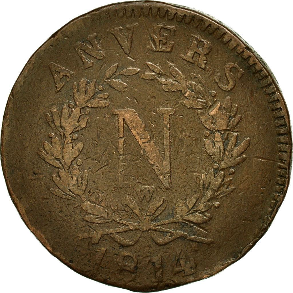 Coin, FRENCH STATES, ANTWERP, 10 Centimes, 1814, Antwerp, VF(20-25), Bronze