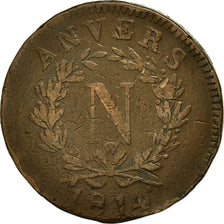 Moneta, STATI FRANCESI, ANTWERP, 10 Centimes, 1814, Antwerp, MB, Bronzo, KM:5.4