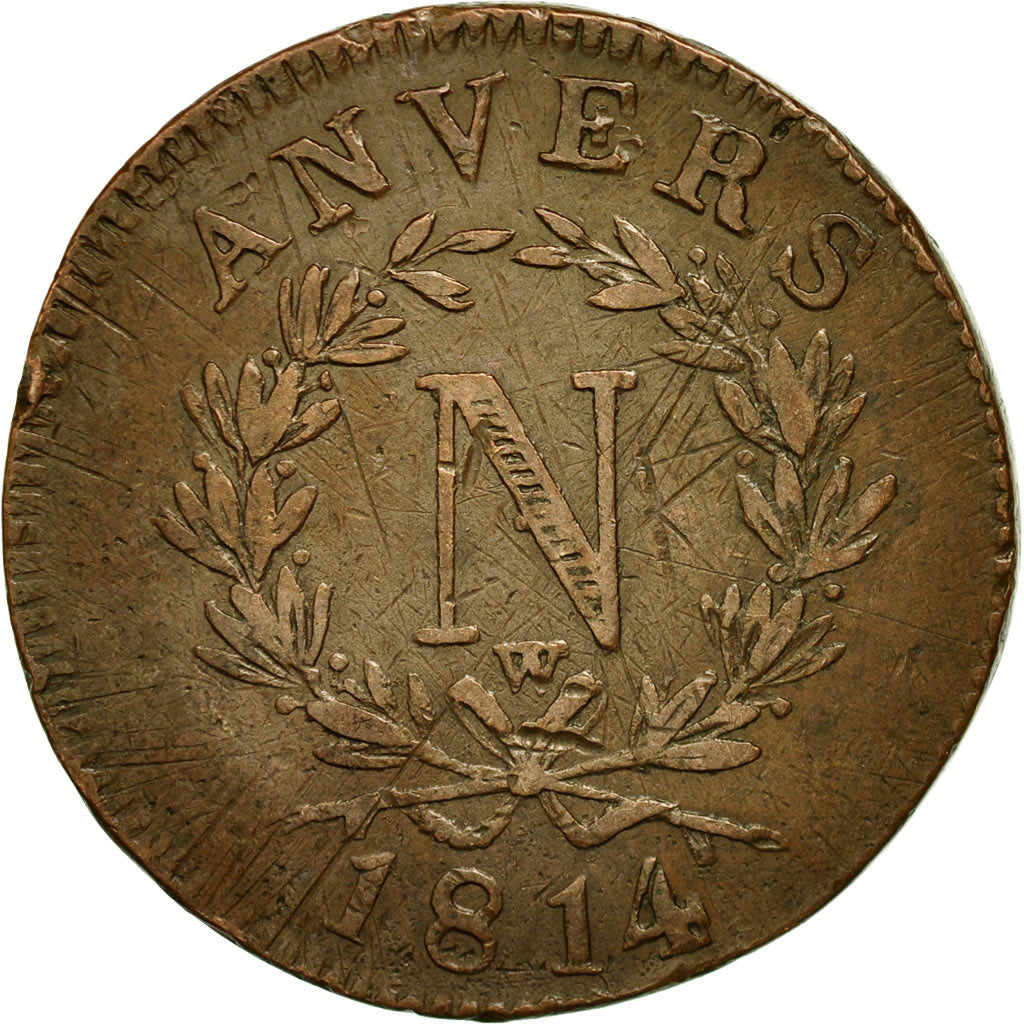 Coin, FRENCH STATES, ANTWERP, 10 Centimes, 1814, Antwerp, VF(30-35), Bronze