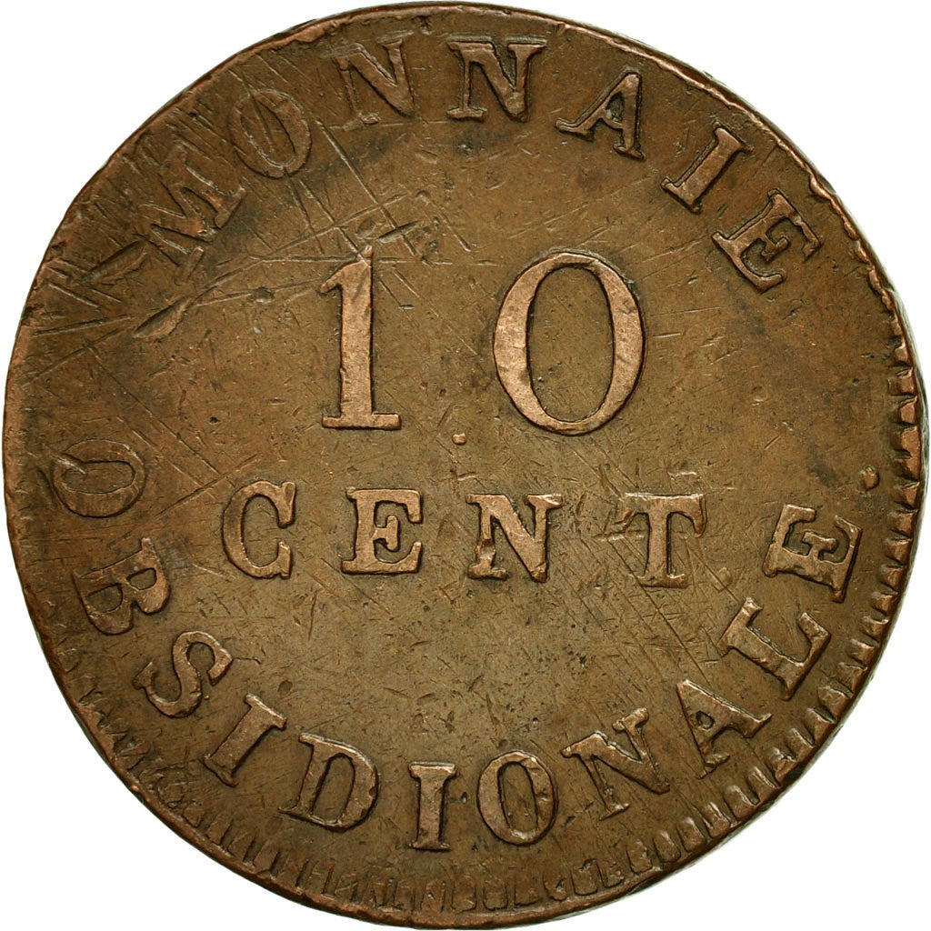 Coin, FRENCH STATES, ANTWERP, 10 Centimes, 1814, Antwerp, VF(30-35), Bronze