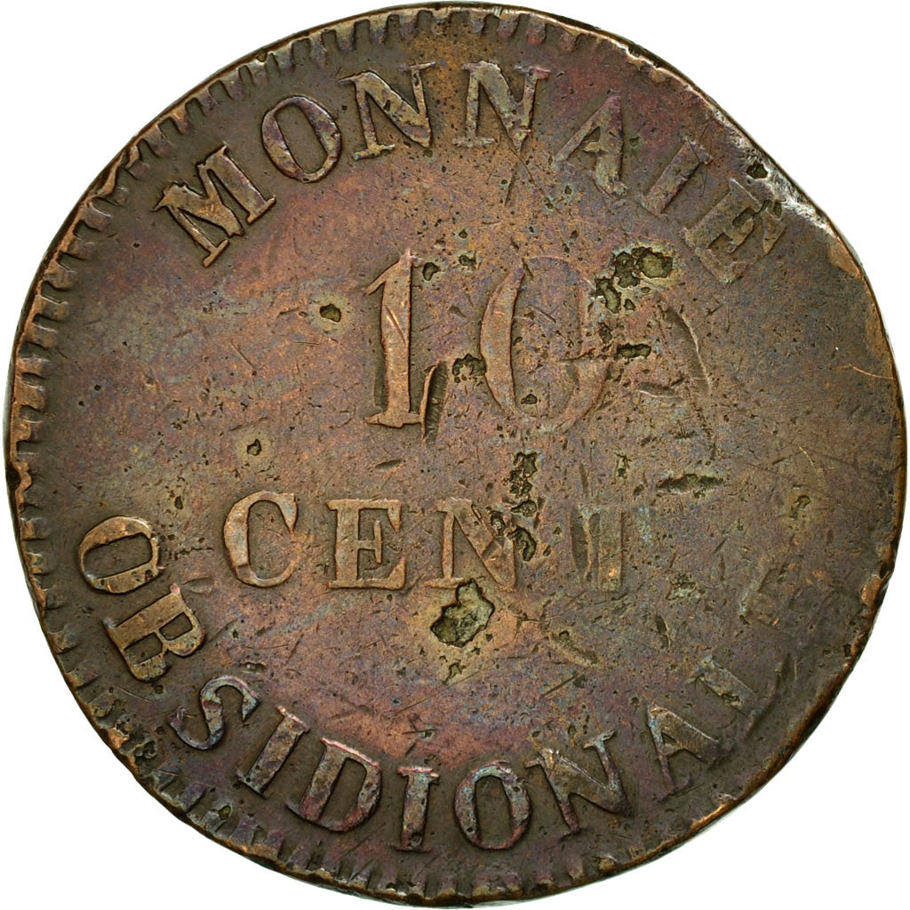 Moneda, Francia, ANTWERP, 10 Centimes, 1814, Anvers, BC, Bronce, Gadoury:191a