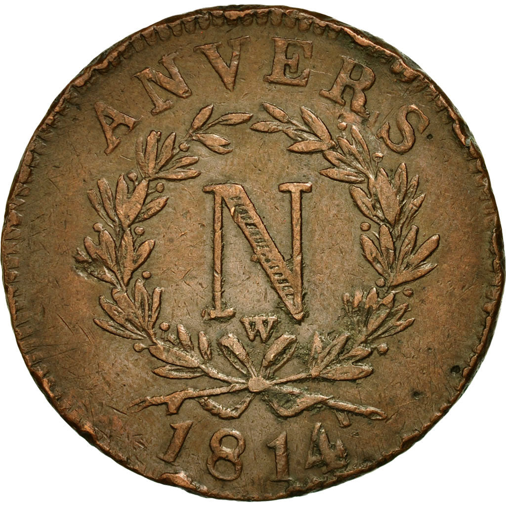 Coin, FRENCH STATES, ANTWERP, 10 Centimes, 1814, Antwerp, VF(30-35), Bronze