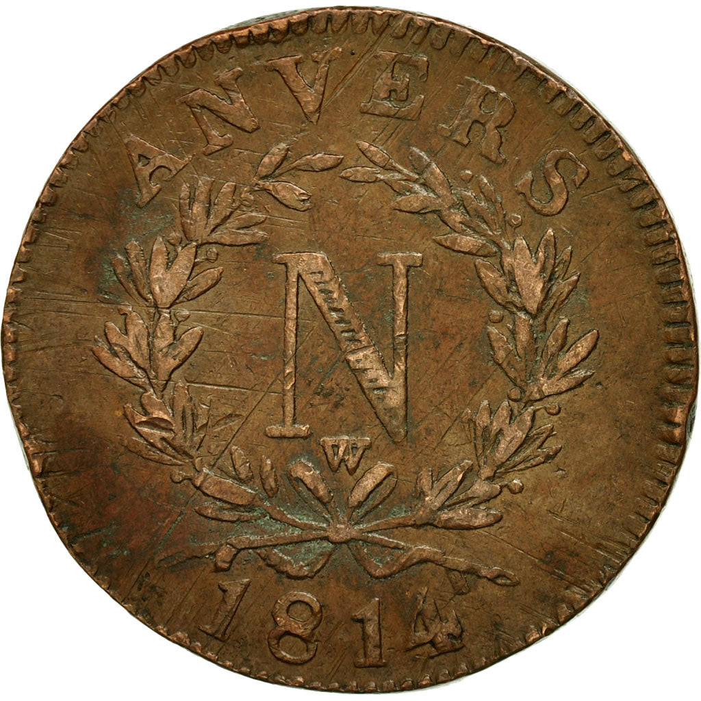 Monnaie, FRENCH STATES, ANTWERP, 10 Centimes, 1814, Anvers, TB+, Bronze