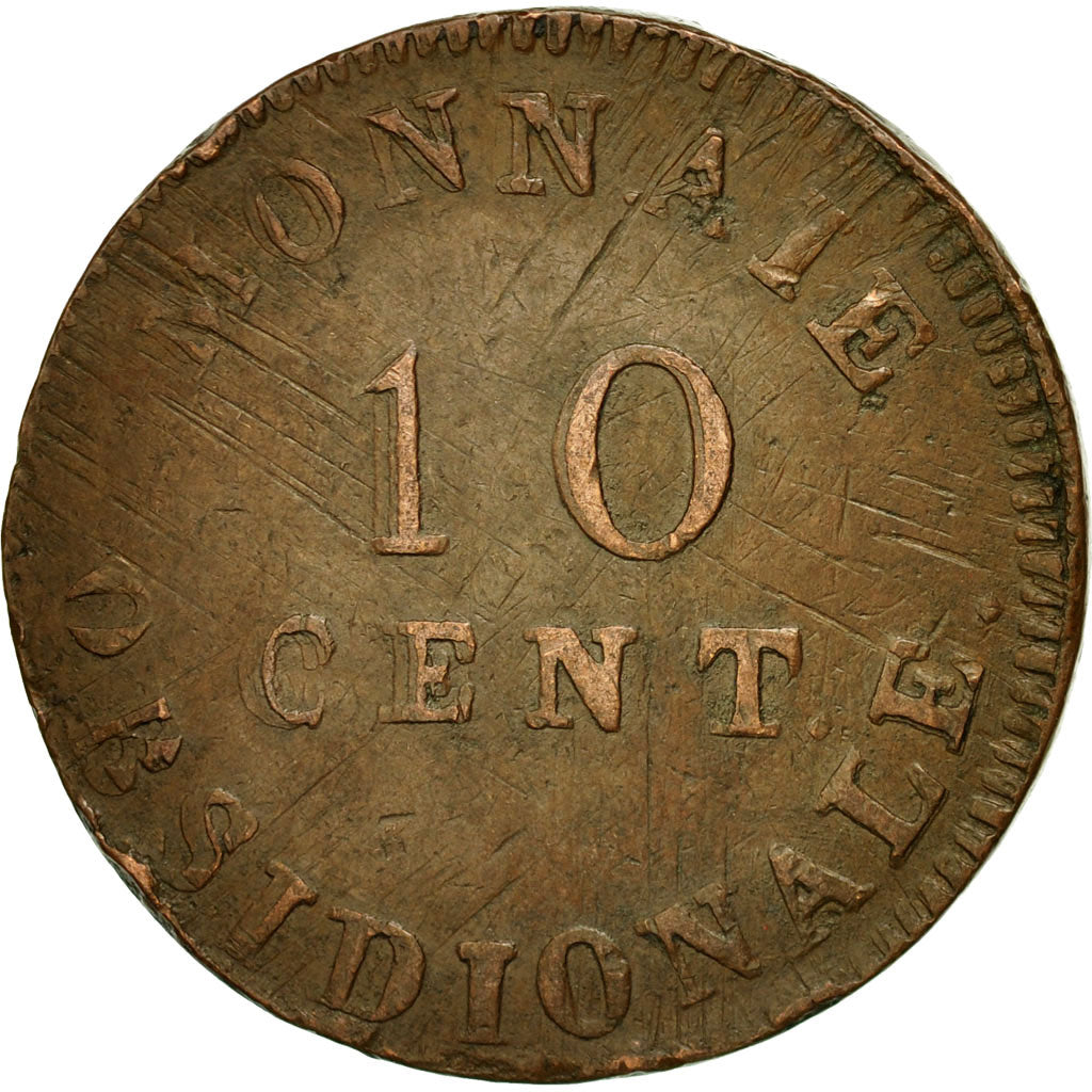 Monnaie, FRENCH STATES, ANTWERP, 10 Centimes, 1814, Anvers, TB+, Bronze