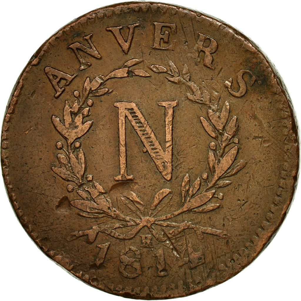 Coin, France, ANTWERP, 10 Centimes, 1814, Anvers, VF(20-25), Bronze