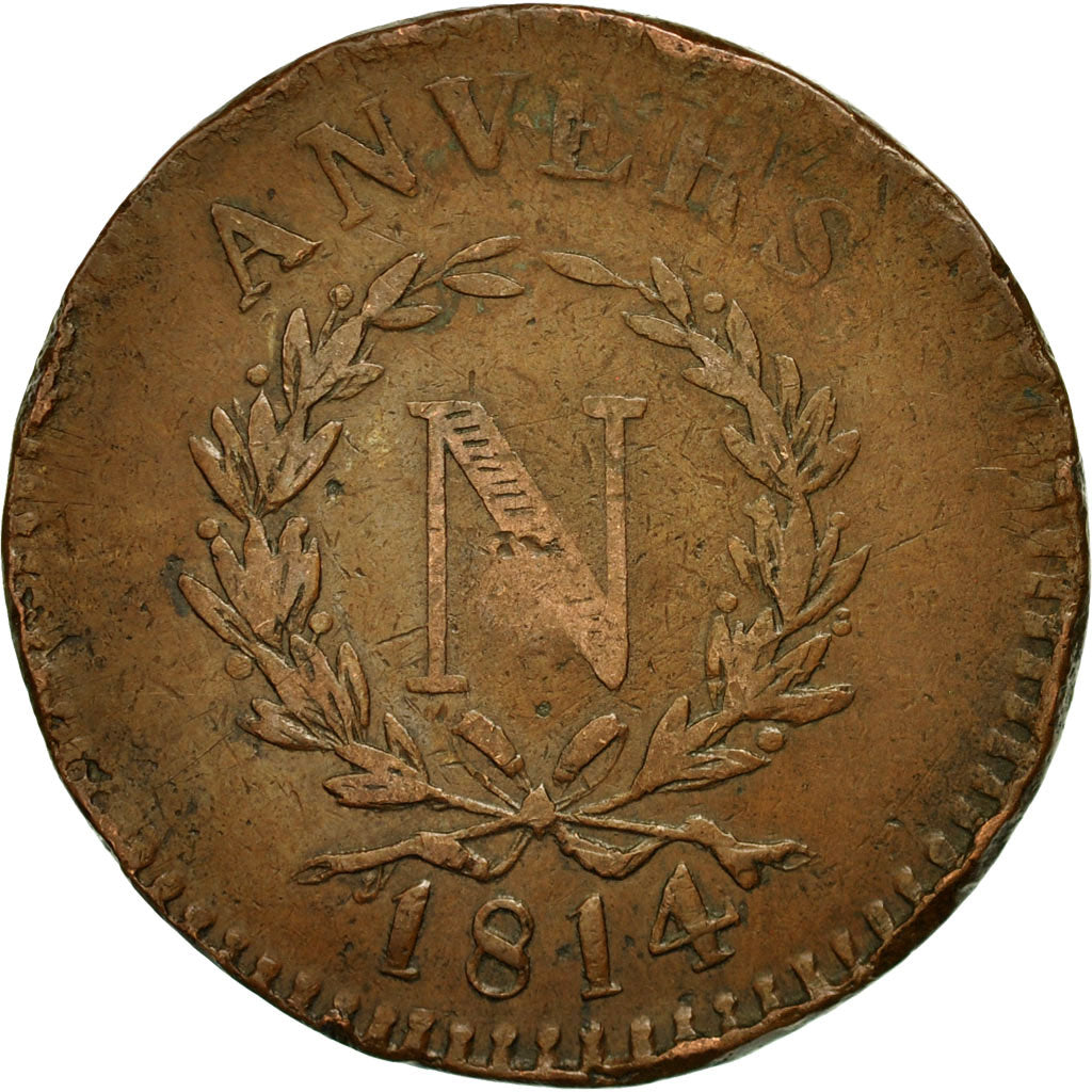 Coin, France, ANTWERP, 10 Centimes, 1814, Anvers, VF(20-25), Bronze
