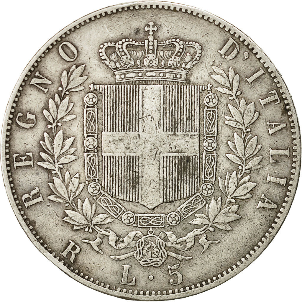 Coin, Italy, Vittorio Emanuele II, 5 Lire, 1871, Rome, EF(40-45), Silver, KM:8.4