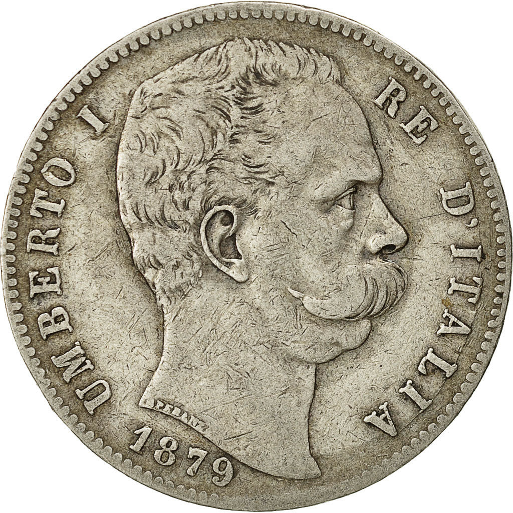 Moneta, Italia, Umberto I, 5 Lire, 1879, Rome, MB+, Argento, KM:20