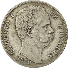 Moneta, Italia, Umberto I, 5 Lire, 1879, Rome, MB+, Argento, KM:20