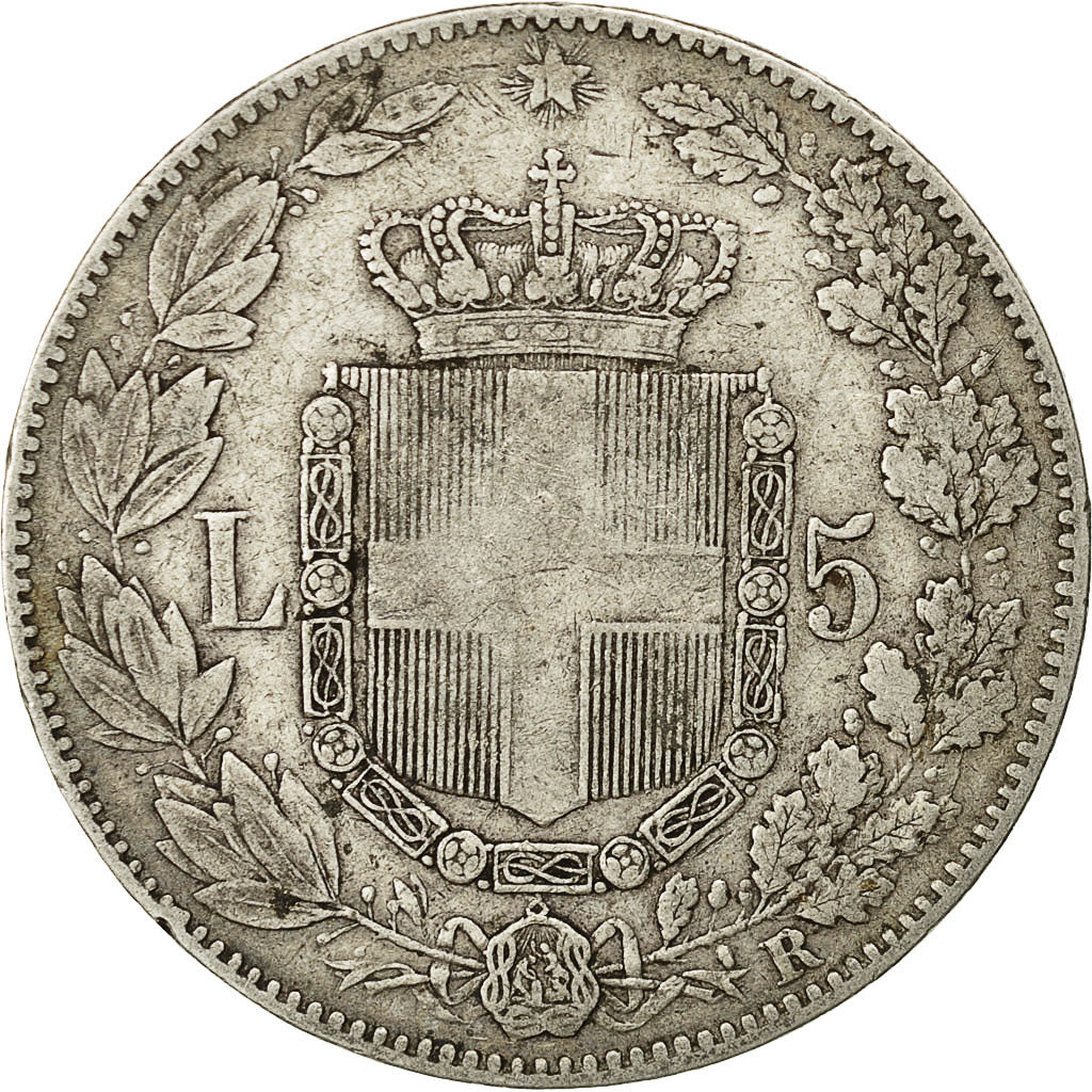 Moneta, Italia, Umberto I, 5 Lire, 1879, Rome, MB+, Argento, KM:20