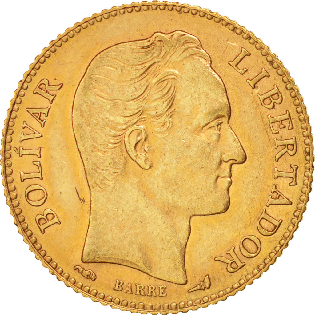 Venezuela, 20 Bolivares, 1910, Gold, KM:32