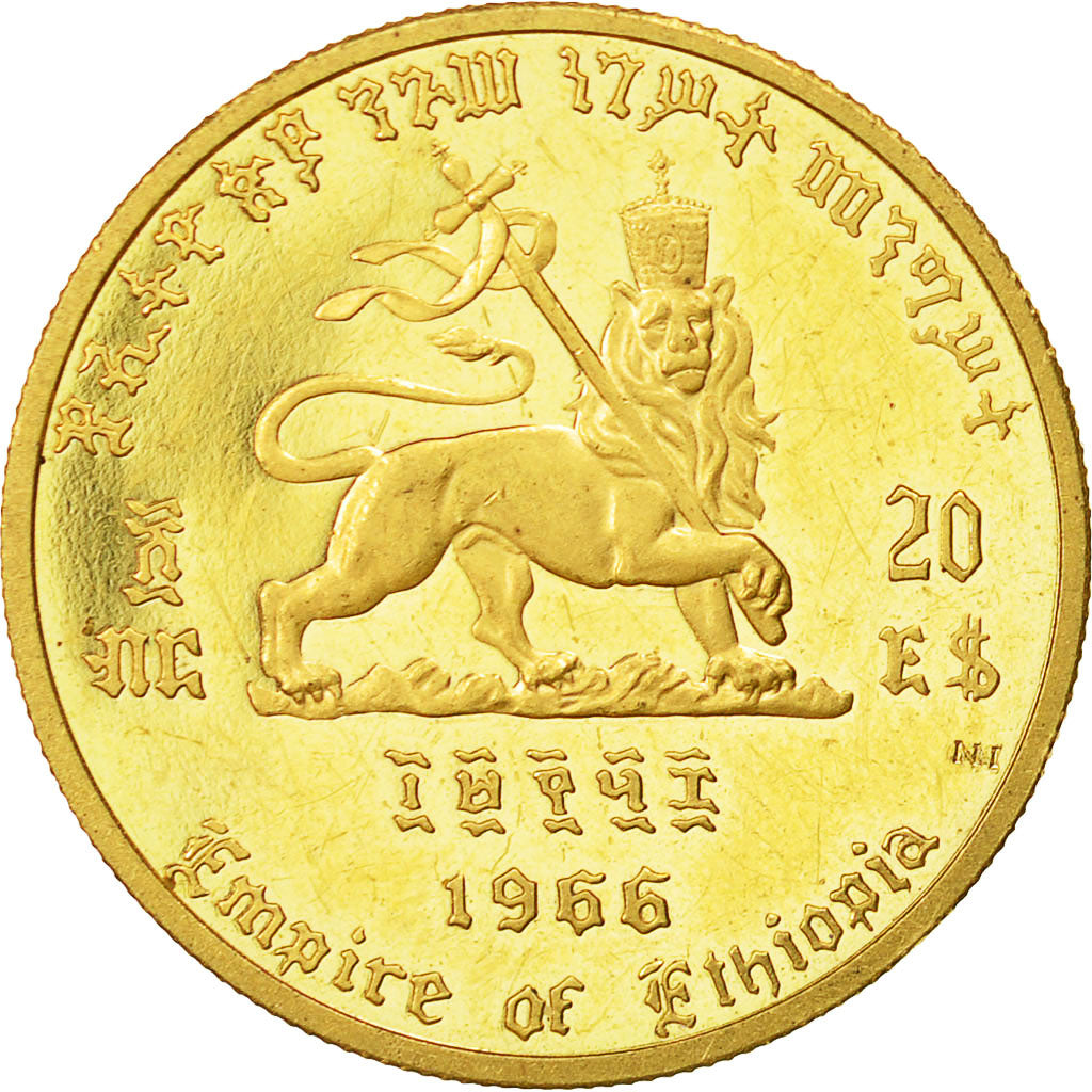 Coin, Ethiopia, Haile Selassie, 20 Dollars, 1966, MS(60-62), Gold, KM:39