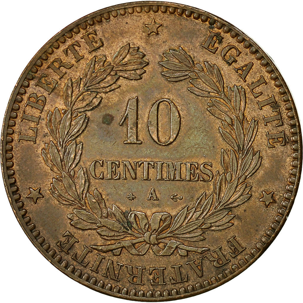 Moneta, Francia, Cérès, 10 Centimes, 1871, Paris, SPL-, Bronzo, KM:815.1