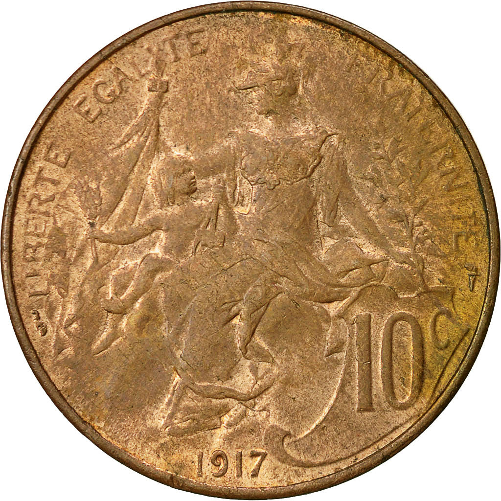 Coin, France, Dupuis, 10 Centimes, 1917, Paris, AU(50-53), Bronze, KM:843