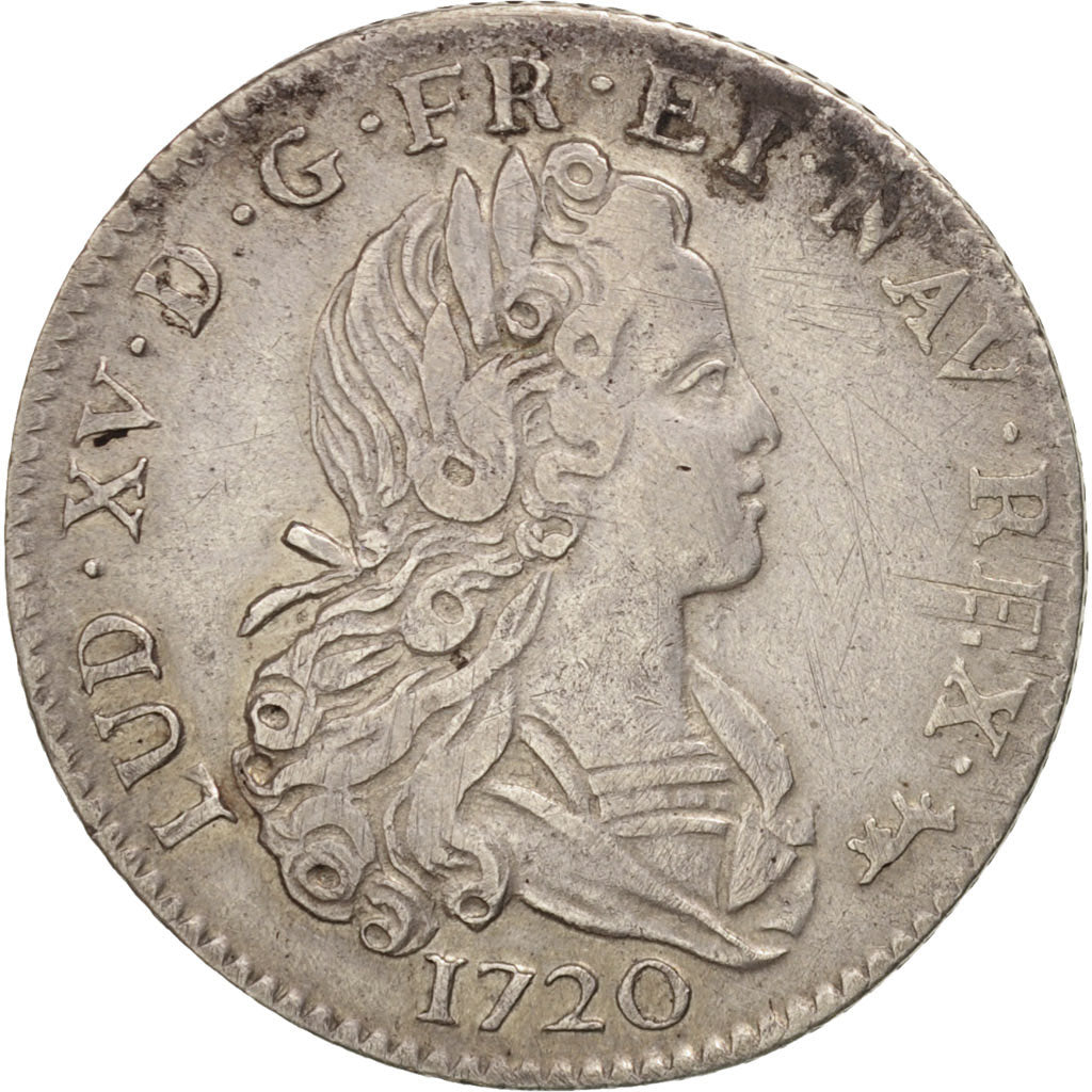 Monnaie, France, Louis XV, Petit Louis d'argent (3 livres), 1/3 Ecu, 1720