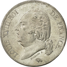 Moneda, Francia, Louis XVIII, Louis XVIII, 5 Francs, 1824, Lille, EBC+, Plata