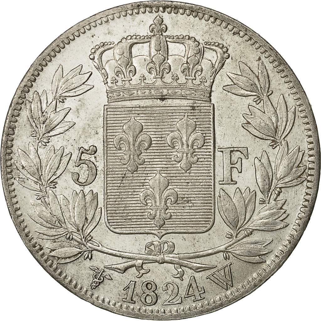 Coin, France, Louis XVIII, Louis XVIII, 5 Francs, 1824, Lille, MS(60-62)
