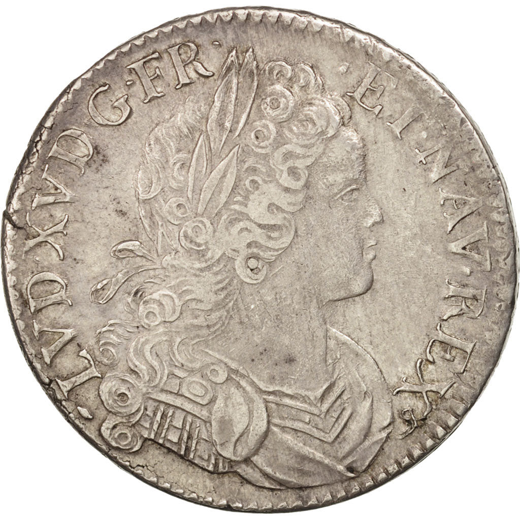 Moneda, Francia, Louis XV, Écu de France-Navarre, Ecu, 1718, Rouen, MBC+