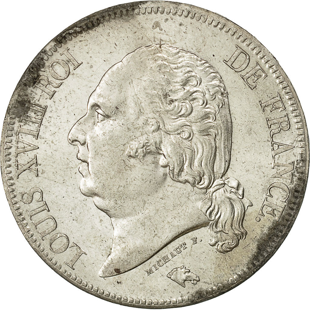 Moneta, Francia, Louis XVIII, Louis XVIII, 5 Francs, 1824, Lille, SPL-, Argento