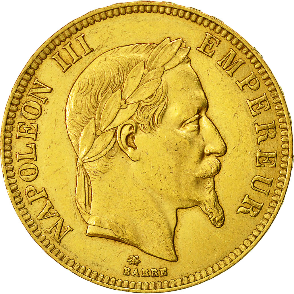 Coin, France, Napoleon III, 100 Francs, 1868, Paris, AU(50-53), KM 802.1
