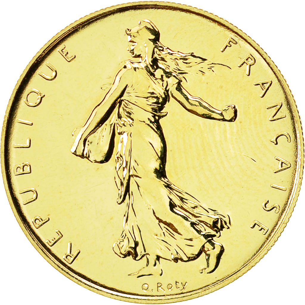 Coin, France, Semeuse, Franc, 2000, Paris, MS(65-70), Gold, KM:925.1a