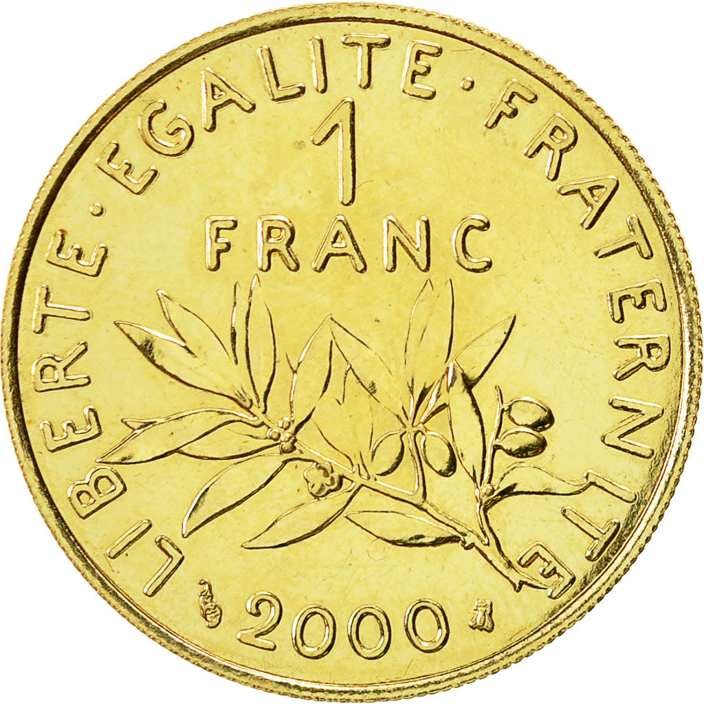 Coin, France, Semeuse, Franc, 2000, Paris, MS(65-70), Gold, KM:925.1a