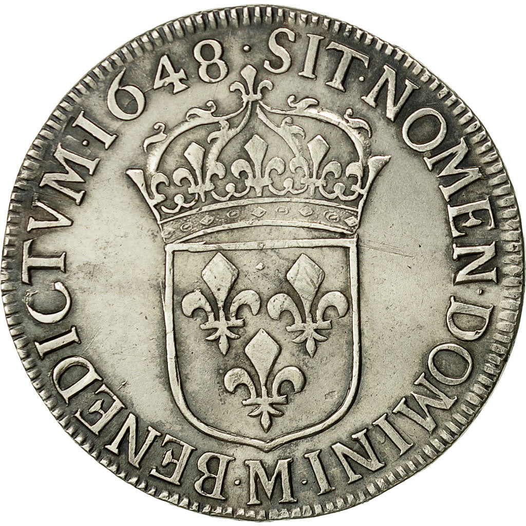 Coin, France, Louis XIV, 1/2 Écu à la mèche longue, 1648, Toulouse, KM 164.13