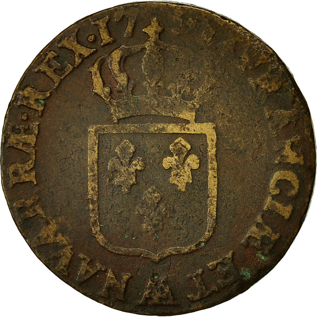 Coin, France, Louis XVI, Sol ou sou, 1791, Metz, F(12-15), Copper, KM 578.2