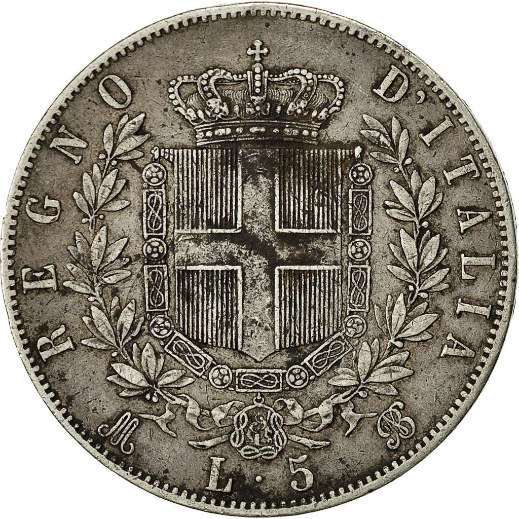 Coin, Italy, Vittorio Emanuele II, 5 Lire, 1870, Milan, VF(30-35), Silver
