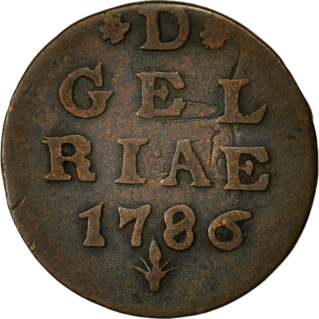 Coin, Netherlands, GELDERLAND, Duit, 1786, VF(30-35), Copper, KM:105