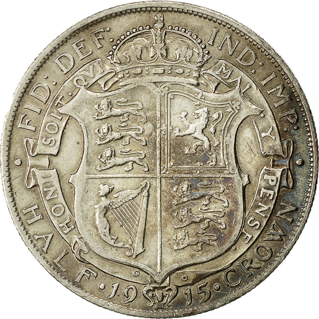 Coin, Great Britain, George V, 1/2 Crown, 1915, VF(30-35), Silver, KM:818.1