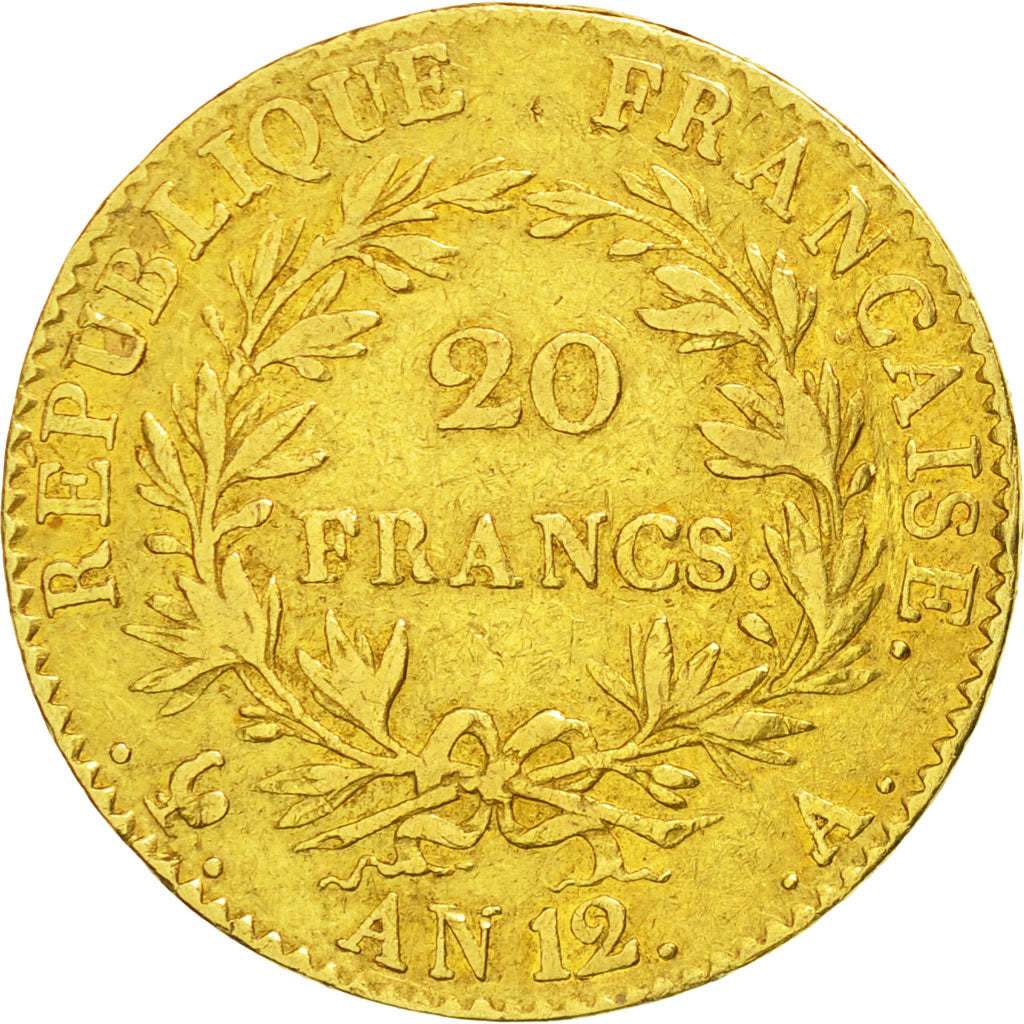 Moneta, Francia, Napoléon I, 20 Francs, 1804, Paris, MB+, Oro, KM:651