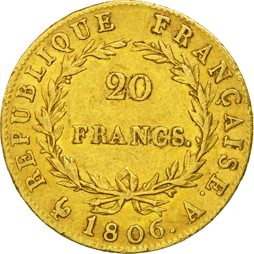 Coin, France, Napoléon I, 20 Francs, 1806, Paris, AU(50-53), Gold, KM:674.1
