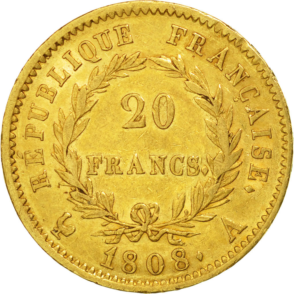 Monnaie, France, Napoléon I, 20 Francs, 1808, Paris, TTB, Or, Gadoury:1024