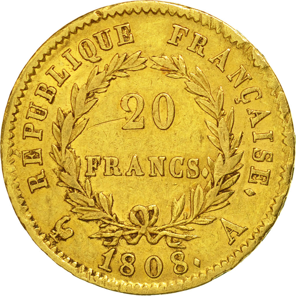 Coin, France, Napoléon I, 20 Francs, 1808, Paris, EF(40-45), Gold, KM:687.1