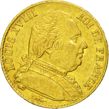Moneda, Francia, Louis XVIII, 20 Francs, 1815, Perpignan, MBC+, KM 706.5